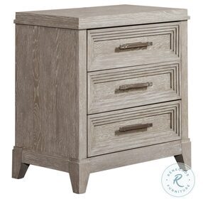 Belmar Washed Taupe And Silver Champagne 3 Drawer Nightstand