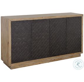 Lennox Distressed Tyler Natural And Black 4 Door Credenza
