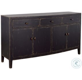 Mina Distressed Gibson Coal And Brown 4 Door 3 Drawer Credenza