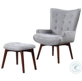 Willow Grey And Brown Accent Chair with Ottoman