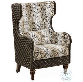 Chamberi Lynx And Warm Cognac Wingback Accent Chair