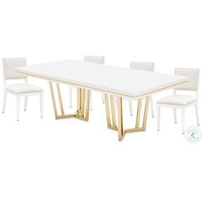 Palm Gate Cloud White And Gold Extendable Rectangular Dining Room Set