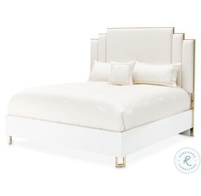 Palm Gate Cloud White King Upholstered Panel Bed