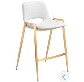 Desi White and Gold Counter Height Stool Set of 2