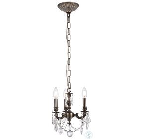 Lillie 10" Pewter 3 Light Pendant With Clear Royal Cut Crystal Trim