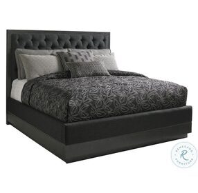 Carrera Gray Mist And Black Maranello Queen Upholstered Panel Bed
