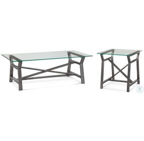 Ross Pewter Glass Top Rectangular Occasional Table Set
