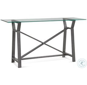 Ross Pewter Glass Top Rectangular Console Table