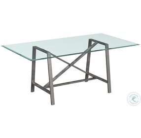 Ross Pewter Glass Top Rectangular Dining Table