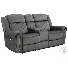Brennen Charcoal Power Double Reclining Console Loveseat