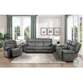 Brennen Charcoal Power Double Reclining Living Room Set