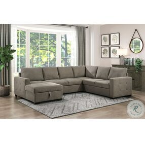 Elton Brown 3 Piece LAF Chaise Sectional with Pull out Bed