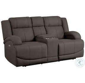 Camryn Chocolate Power Double Reclining Console Loveseat