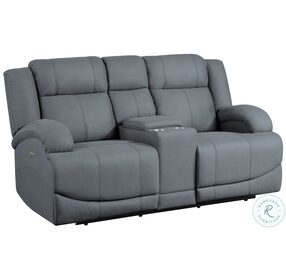 Camryn Graphite Blue Power Double Reclining Console Loveseat