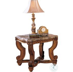 Tarantula Burnished Brown Cherry Marble Top End Table