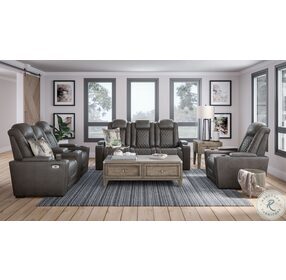 HyllMont Gray Power Reclining Living Room Set