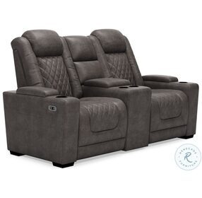 Hyllmont Gray Power Reclining Loveseat With Console