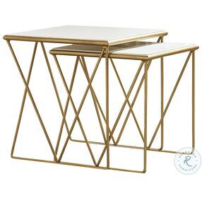Bette White And Gold 2 Piece Nesting Table Set 