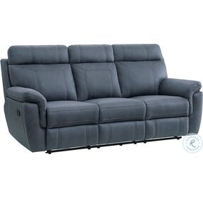Clifton Blue Double Reclining Sofa With Drop Down Cup Holders
