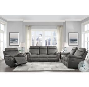 Clifton Gray Double Reclining Living Room Set With Drop Down Cup Holders