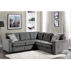 Lanning Gray 3 Piece Sectional with Pull out Bed and Ottoman