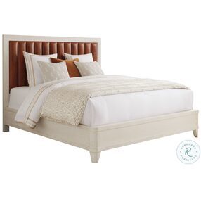Carmel Burnished Tan And Winter White Cambria California King Upholstered Panel Bed
