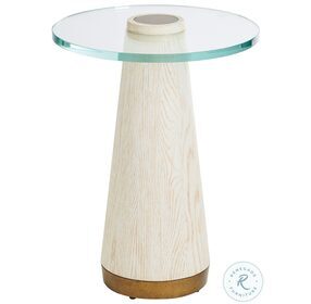 Carmel Winter White And Calais Brass Castlewood Glass Top Accent Table