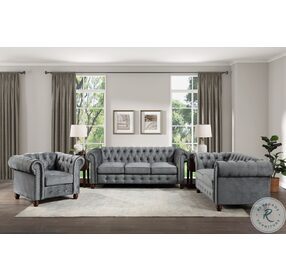 Welwyn Dark Gray Velvet Living Room Set
