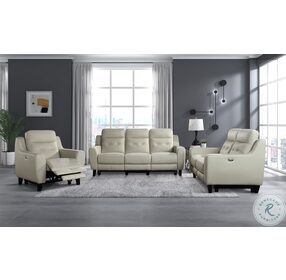 Conrad White Power Double Reclining Living Room Set