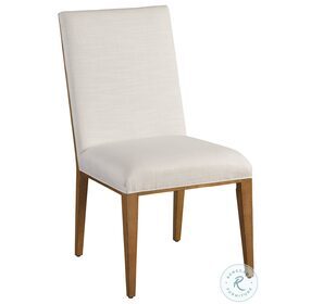 Laguna Linen White Mosaic Upholstered Side Chair by Barclay Butera