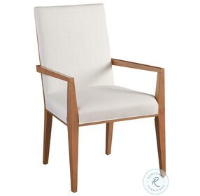 Laguna Linen White Mosaic Upholstered Arm Chair by Barclay Butera