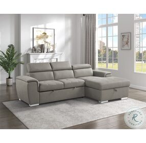 Berel Brown RAF Chaise Sectional With Adjustable Headrest And Hidden Storage