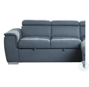 Berel Blue LAF Loveseat With Pull Out Bed And Adjustable Headrests