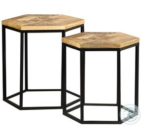 Adger Natural And Black 2 Piece Nesting Tables