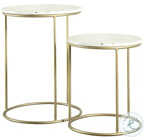 Vivienne White And Gold 2 Piece Round Nesting Tables