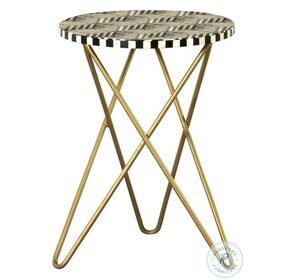 Xenia Black And White Round Accent Table