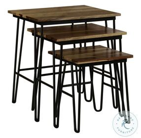 Nayeli Natural And Black 3 Piece Nesting Tables