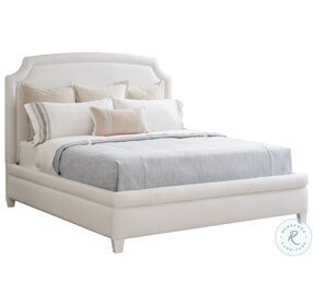 Laguna Pearl White Avalon Queen Upholstered Panel Bed by Barclay Butera