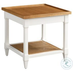 Laguna Linen White Temple End Table by Barclay Butera