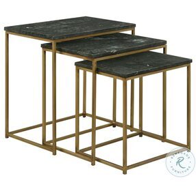 Caine Green And Antique Gold 3 Piece Nesting Table