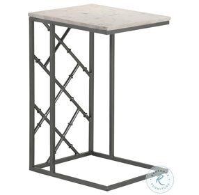 Angeliki White Marble And Gunmetal  Accent Table