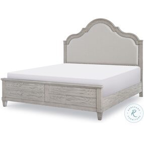 Belhaven Weathered Plank Arched King Upholstered Panel Bed