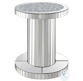 Dorielle Mirror Crystal Inlay Round Top Accent Table