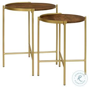 Malka Dark Brown And Gold 2 Piece Nesting Table