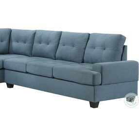Dunstan Blue Reversible Sofa With Drop Down Cup Holders