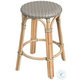 Tobias Gray And Yellow Rattan Counter Height Stool