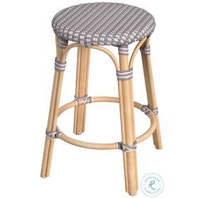 Tobias Gray And Pink Rattan Counter Height Stool