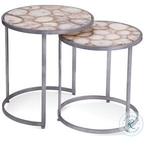 Delia Agate And Silver Round Bunching Accent Table Set of 2