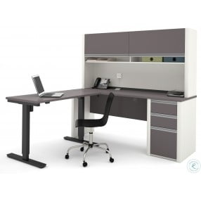 Connexion Slate & Sandstone L-Desk With Hutch