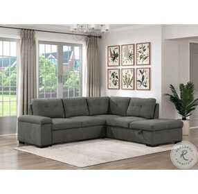 Brooklyn Park Dark Gray 2 Piece RAF Chaise Sectional with Pull out Bed and Storage Ottoman